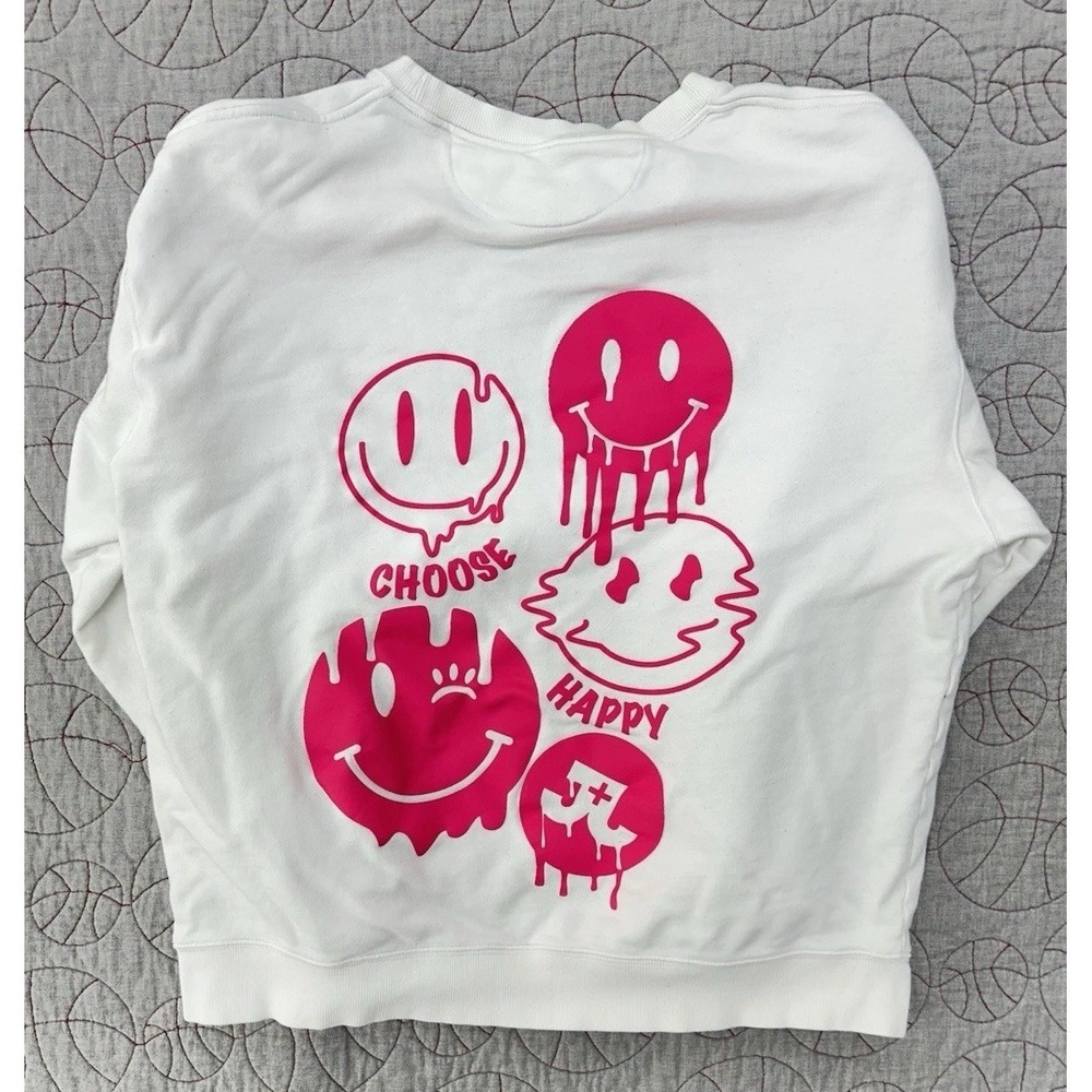 Jo+Jax‎ Presley Choose Happy Sweatshirt Oversized XL Smiley Faces Small